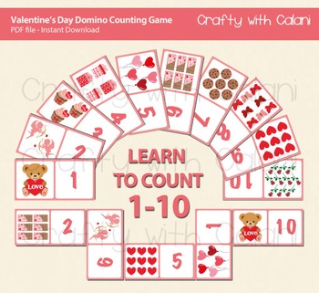 Preview of Valentine's Day Domino Cards for Counting Game 1-10