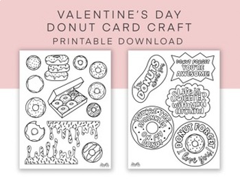 Preview of Valentine's Day Donut Card Craft, DIY Valentine, Kids Doughnut Craft PDF