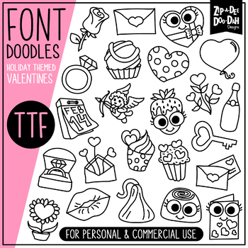 Preview of Valentine's Day Doodle Font {Zip-A-Dee-Doo-Dah Designs}