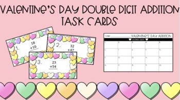 Preview of Valentine's Day Double Digit Addition Task Card