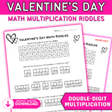 Valentine's Day Double-Digit Math Multiplication Riddle Worksheet