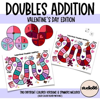 Preview of Valentine's Day Doubles Addition Fluency Game - Studio 86 Designs