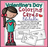 Valentine's Day Cards | Editable Coloring Cards