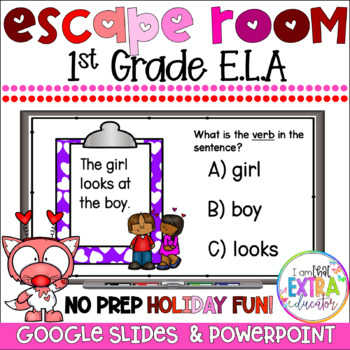 Preview of Valentine's Day ELA Activities First Grade | No Prep Escape Room