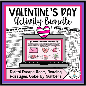 Preview of Valentine's Day ELA Escape Room & Black History Month Grammar Activities