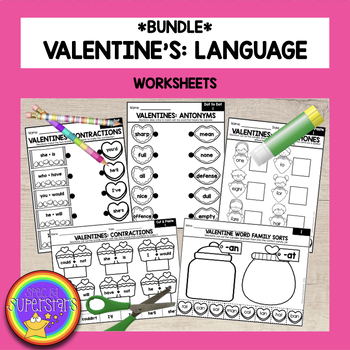 Preview of Valentine's Day ELA - Language Worksheet Bundle