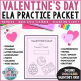 Valentine's Day no prep ELA Practice Packet w. Google Slid