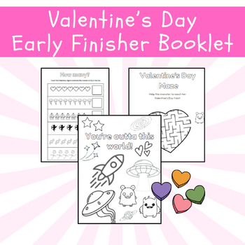 Preview of Valentine's Day NO PREP Monthly FREEBIE Early Finishers booklet: Grade 1 and 2