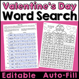 Valentine's Day Editable Word Search Puzzle for Sight Word