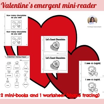 Preview of Valentine's Day Emergent Reader Mini Book. Valentine's Counting Mini Book.