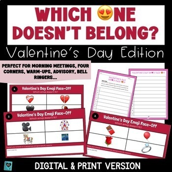 Preview of Valentine's Day: Emoji Activity Which One Doesn't Belong Inference Grades 4-8