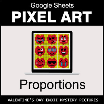 Preview of Valentine's Day Emoji - Ratios & Proportions - Google Sheets Pixel Art
