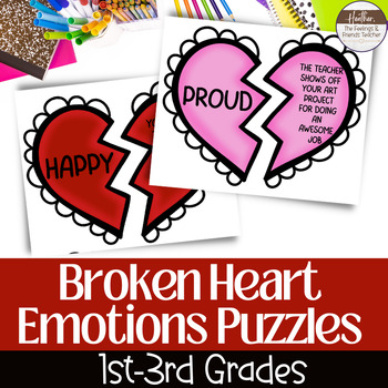 Preview of Valentines Day Emotions Puzzles For Identifying Feelings | 1st 2nd 3rd Grades