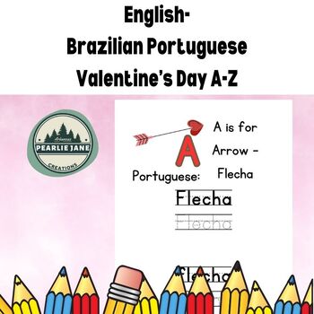 Preview of Valentine's Day English-Brazilian Portuguese Translations Worksheets