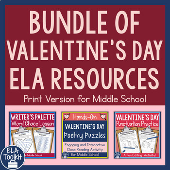 Preview of Valentine's Day English Language Arts Resources | Middle School Reading Writing