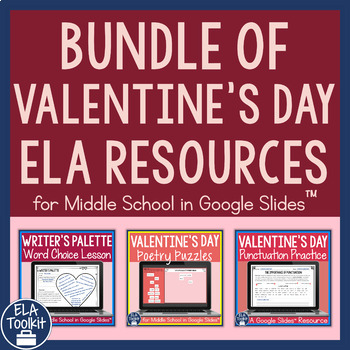 Preview of Valentine's Day English Language Arts Resources | Middle School Reading Writing