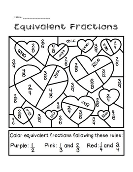 Preview of Valentine's Day Equivalent Fractions Activity