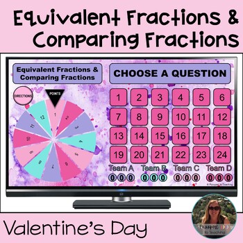 Preview of Valentine’s Day Equivalent Fractions and Comparing Fractions Digital Game