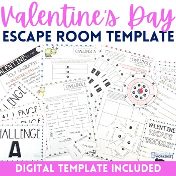 Preview of Valentine's Day Escape Room Activity Template | Customizable for Any Subject
