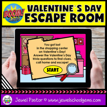 Preview of Valentine’s Day Escape Room Boom Cards | Trivia Questions DIGITAL Activity