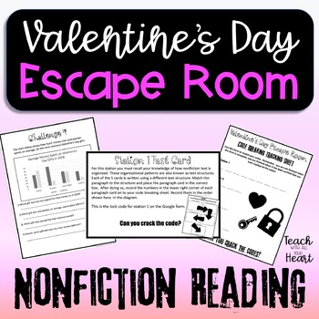 Preview of Valentine's Day Escape Room ELA Digital Breakout for Reading Comprehension