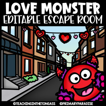 Preview of Valentine's Day Escape Room Math & ELA Printable Activities