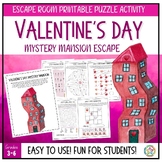 Valentine's Day Escape Room, Mystery Mansion Printable Puz