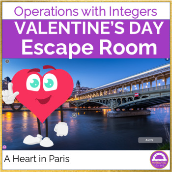 Preview of Valentine's Day Escape Room Operations with Integers | Digital Resource