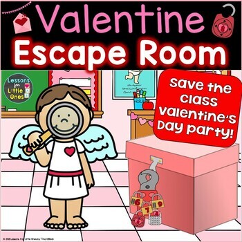 Preview of Valentine's Day Escape Room Valentine Math ELA Kindergarten - 1st Grade Print