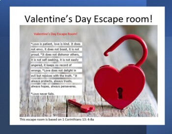 Preview of Valentine's Day Religious Escape Room based on 1 Corinthians 13