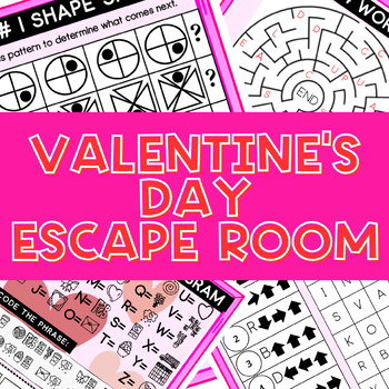 Preview of Valentine's Day Escape Room for Kids, Grades 1-6