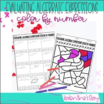 Preview of Valentine's Day Evaluating Algebraic Expressions Color by Number