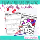 Valentine's Day Evaluating Algebraic Expressions Color by Number