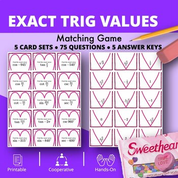 Preview of Valentine's Day: Exact Trig Values Matching Games