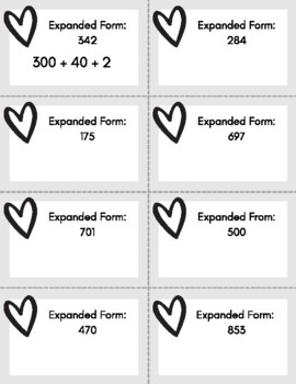 Preview of Valentine's Day Expanded Form Worksheet