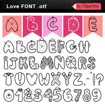 Preview of Valentine`s Day Font Commercial use-Capital Letters Doodle 