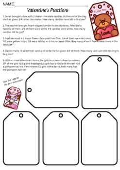 Preview of Valentine's Day FRACTIONS - Math
