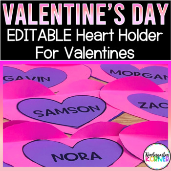 Preview of Valentine's Day FREE Heart Holder Templates | Valentines Editable K - 3 FREEBIE