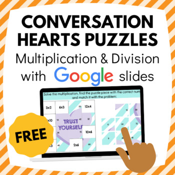Preview of Valentine's Day FREEBIE: Multiplication & Division Puzzles for Google Slides