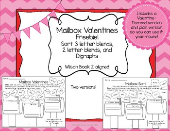 Preview of Valentine's Day FREEBIE! Phonics/ELA blends and digraph sort! Wilson aligned