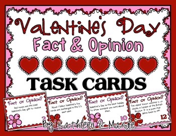 Preview of Valentine's Day Fact and Opinion Task Cards