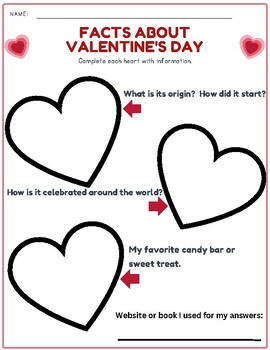 Preview of Valentine's Day Facts Worksheet
