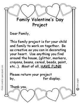 Preview of Valentine's Day Family take home project