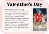 Valentine's Day - February 14th 2024 - Fact Cards/ Classro