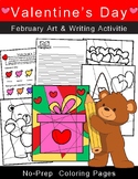 Valentine’s Day February Art & Writing Activitie No-Prep  