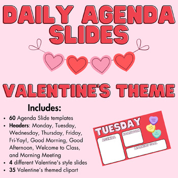 Preview of Valentine's Day February Daily Agenda Google Slides Templates