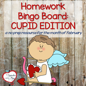 Preview of Valentines Day, February Homework Bingo Board: Cupid Edition