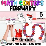 Valentine's Day - February Math Centers for 4th Grade - Ma