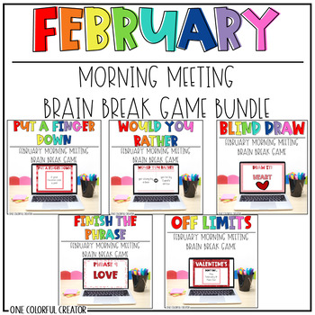 Preview of Valentine's Day February Morning Meeting Brain Break Activity Game BUNDLE