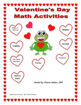 Preview of Valentine's Day Math February Valentines Activities Worksheets NO PREP